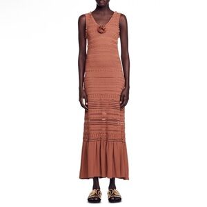 Sandro Irene Rhinestone Flower Maxi Dress